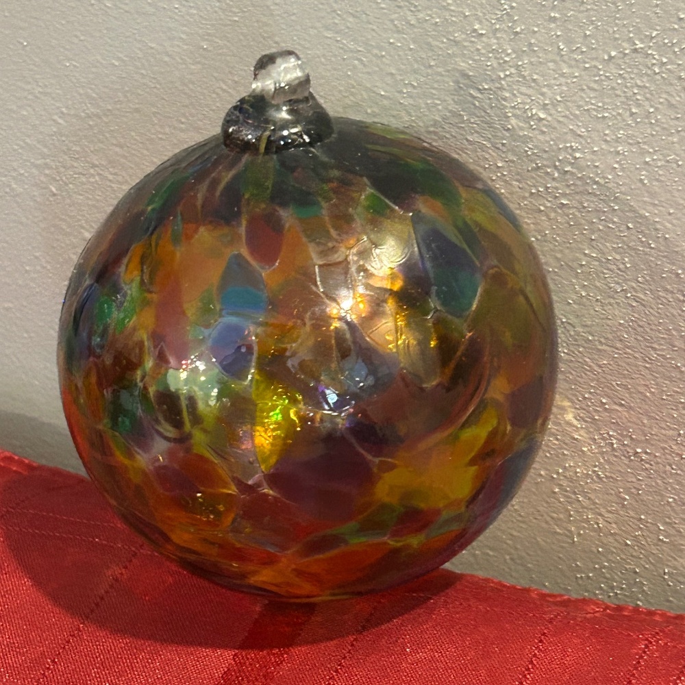 Glass Calico Ball by Kitras Art Glass